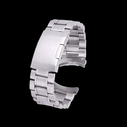Stainless Steel Watch Band, Curved Ends 22mm Metal Watch Band Strap Replacement Bracelet with Spring Bars Stainless Steel Link Watch Bands for Women Men in Kuwait