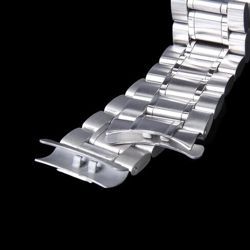 Stainless Steel Watch Band, Curved Ends 22mm Metal Watch Band Strap Replacement Bracelet with Spring Bars Stainless Steel Link Watch Bands for Women Men in Kuwait