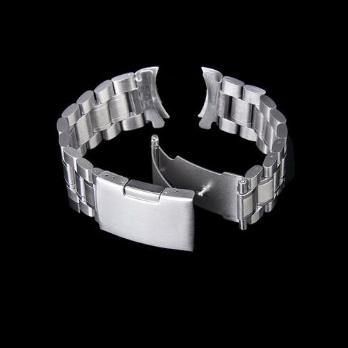Stainless Steel Watch Band, Curved Ends 22mm Metal Watch Band Strap Replacement Bracelet with Spring Bars Stainless Steel Link Watch Bands for Women Men in Kuwait
