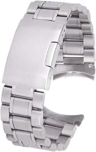 Stainless Steel Watch Band, Curved Ends 22mm Metal Watch Band Strap Replacement Bracelet with Spring Bars Stainless Steel Link Watch Bands for Women Men in Kuwait
