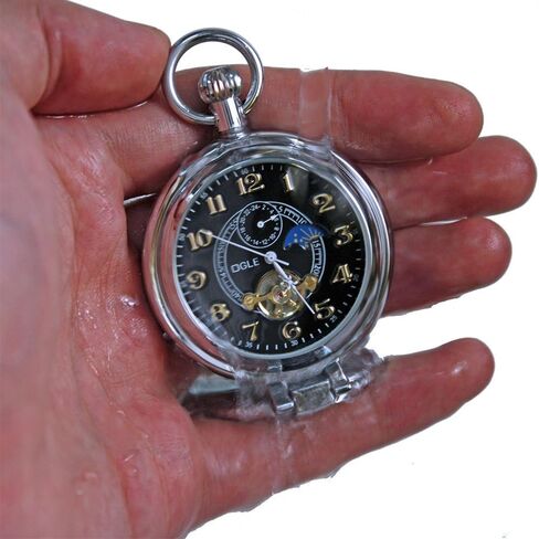 ساعة الجيب الآلي الآلي الآلي بهيكل عظمي من التوربيلون الأسود المقاوم للماء in Kuwait