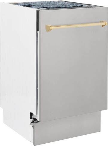 ZLINE Autograph Edition 18" Compact 3rd Rack Top Control Dishwasher in Stainless Steel with Gold Handle, 51dBa (DWVZ-304-18-G) in Saudi Arabia