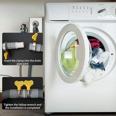 وصلة خرطوم تصريف للغسالة بطول 10 قدم من فيهيلي، مجموعة خرطوم تصريف عالمية لغسالة الصحون مع حامل خرطوم منحني على شكل حرف U و3 مشابك خرطوم ومحول تمديد واحد in Kuwait