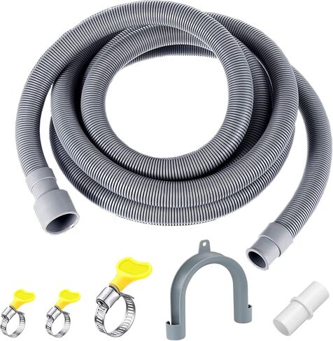 وصلة خرطوم تصريف للغسالة بطول 10 قدم من فيهيلي، مجموعة خرطوم تصريف عالمية لغسالة الصحون مع حامل خرطوم منحني على شكل حرف U و3 مشابك خرطوم ومحول تمديد واحد in Kuwait