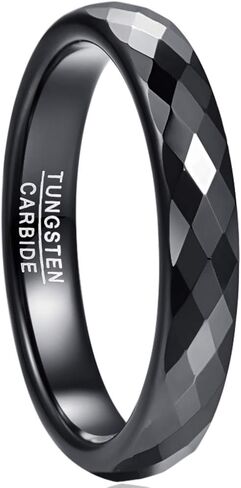 NUNCAD 4mm Tungsten Carbide Ring Wedding Bands for Women Black/Rose Gold/Blue Polished Finish Faceted Wedding Ring Comfort Fit Size 6-13 in Kuwait