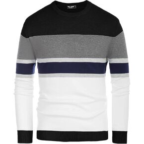 PJ PAUL JONES Men's Stripes Crewneck Pullover Sweaters Long Sleeve Knitwear in Kuwait