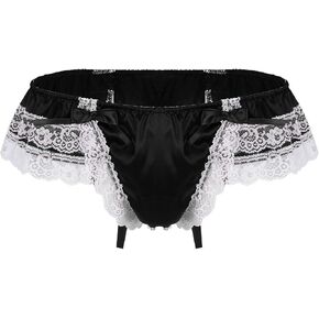 Low Underwear Open Mens G-String Sexy Briefs Thong Lace Panties Sissy Butt Intimates Panties and Stockings (Purple, M) in Saudi Arabia