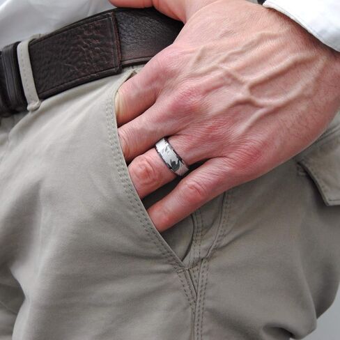 Men's Tungsten Carbide Wedding Band Ring, Inlaid Simulated Damascus Pattern 9mm in Kuwait