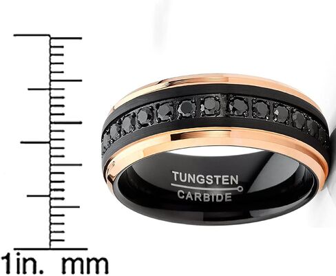 Metal Masters Co. Men Tungsten Two-Tone Wedding Band Hammered Eternity Ring CZ Comfort-Fit 8MM in Saudi Arabia