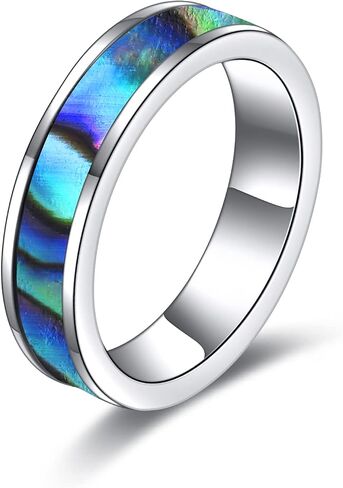 POPLYKE Sterling Silver Abalone Shell Vintage Style Celtic Knot Wedding Band Ring for Men Women in Saudi Arabia