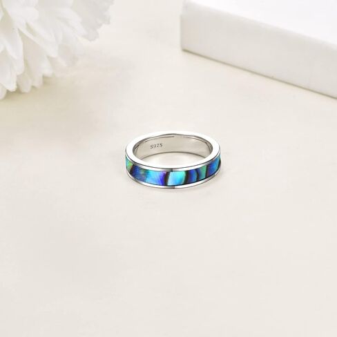 POPLYKE Sterling Silver Abalone Shell Vintage Style Celtic Knot Wedding Band Ring for Men Women in Saudi Arabia