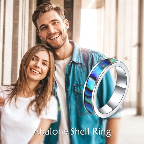POPLYKE Sterling Silver Abalone Shell Vintage Style Celtic Knot Wedding Band Ring for Men Women in Saudi Arabia