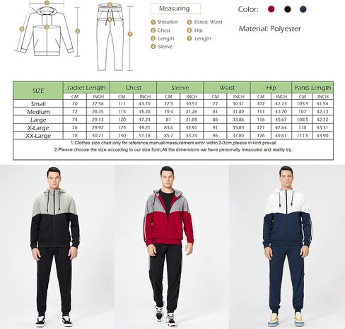 MANTORS Men's Hooded Athletic Tracksuit Casual 2 Pieces Suits Color Block Hoodies and Sweatpants Set in Saudi Arabia