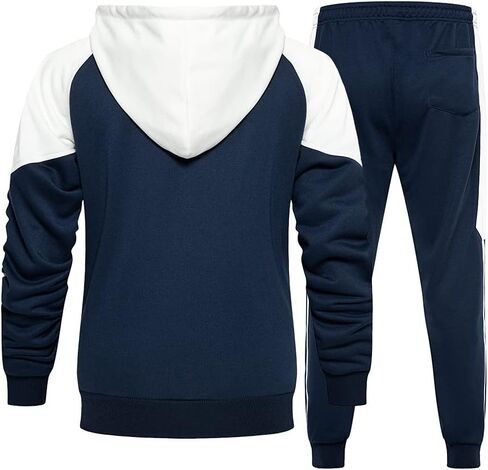 MANTORS Men's Hooded Athletic Tracksuit Casual 2 Pieces Suits Color Block Hoodies and Sweatpants Set in Saudi Arabia