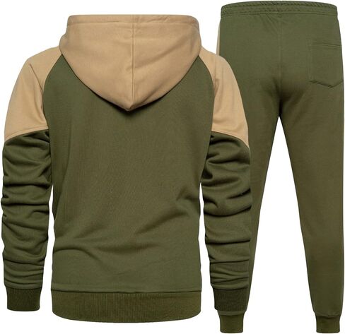 MANTORS Men's Hooded Athletic Tracksuit Casual 2 Pieces Suits Color Block Hoodies and Sweatpants Set in Saudi Arabia