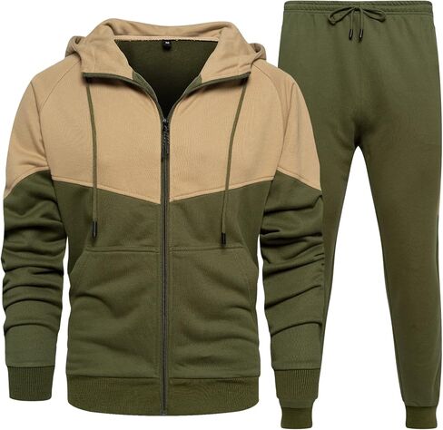 MANTORS Men's Hooded Athletic Tracksuit Casual 2 Pieces Suits Color Block Hoodies and Sweatpants Set in Saudi Arabia