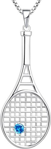YL Tennis Racquet Pendant Necklace 925 Sterling Silver Gemstones Love Sports Jewelry for Women Men in Kuwait