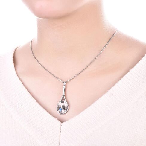 YL Tennis Racquet Pendant Necklace 925 Sterling Silver Gemstones Love Sports Jewelry for Women Men in Kuwait