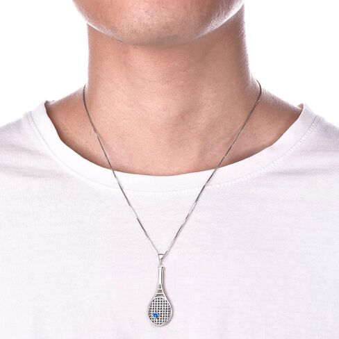 YL Tennis Racquet Pendant Necklace 925 Sterling Silver Gemstones Love Sports Jewelry for Women Men in Kuwait