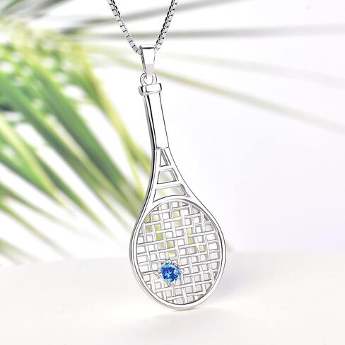 YL Tennis Racquet Pendant Necklace 925 Sterling Silver Gemstones Love Sports Jewelry for Women Men in Kuwait