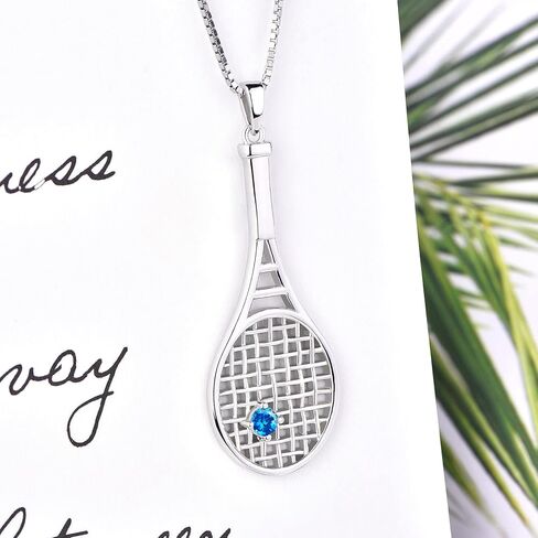 YL Tennis Racquet Pendant Necklace 925 Sterling Silver Gemstones Love Sports Jewelry for Women Men in Kuwait