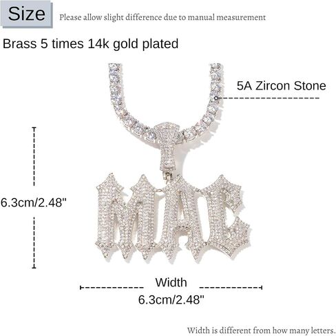 Customized Name Plated Necklace for Men Super Rapper Star Charms Jewelry Iced Out Personalized Brush Font Nameplate Pendant Rock Street Culture, Custom Made Hip Hop Name Capital Initial Letter Chains in Kuwait