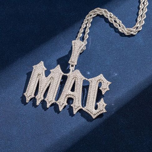 Customized Name Plated Necklace for Men Super Rapper Star Charms Jewelry Iced Out Personalized Brush Font Nameplate Pendant Rock Street Culture, Custom Made Hip Hop Name Capital Initial Letter Chains in Kuwait