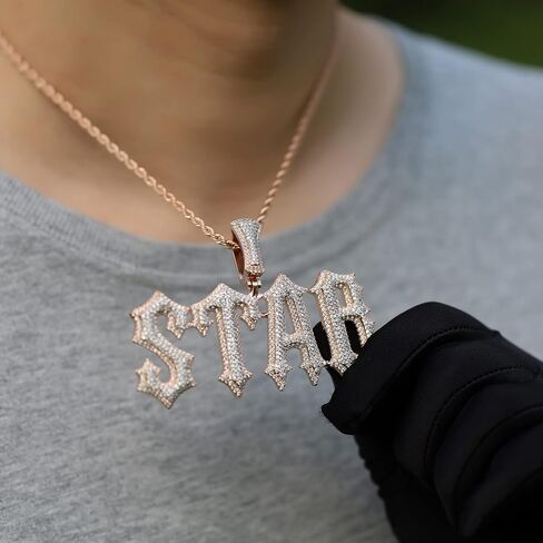 Customized Name Plated Necklace for Men Super Rapper Star Charms Jewelry Iced Out Personalized Brush Font Nameplate Pendant Rock Street Culture, Custom Made Hip Hop Name Capital Initial Letter Chains in Kuwait