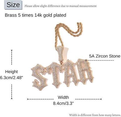 Customized Name Plated Necklace for Men Super Rapper Star Charms Jewelry Iced Out Personalized Brush Font Nameplate Pendant Rock Street Culture, Custom Made Hip Hop Name Capital Initial Letter Chains in Kuwait