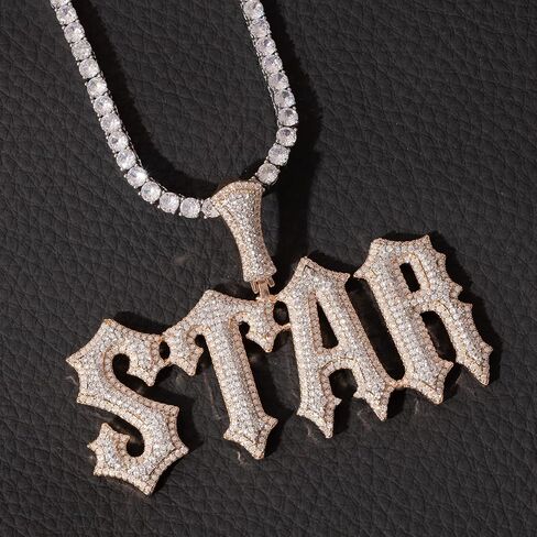 Customized Name Plated Necklace for Men Super Rapper Star Charms Jewelry Iced Out Personalized Brush Font Nameplate Pendant Rock Street Culture, Custom Made Hip Hop Name Capital Initial Letter Chains in Kuwait