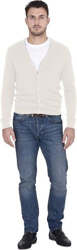 Men's Button Down Cardigan 100% Pure Cashmere Classic Knit V-Neck Sweater in Kuwait