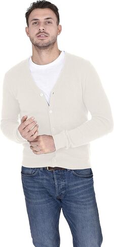 Men's Button Down Cardigan 100% Pure Cashmere Classic Knit V-Neck Sweater in Kuwait
