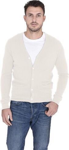 Men's Button Down Cardigan 100% Pure Cashmere Classic Knit V-Neck Sweater in Kuwait