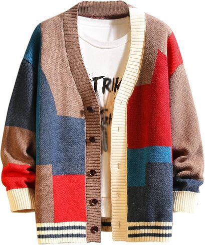 GURUNVANI Cardigan Sweater for Men Knitted Long Sleeve Sweaters with Buttons in Kuwait
