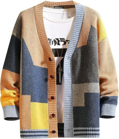 GURUNVANI Cardigan Sweater for Men Knitted Long Sleeve Sweaters with Buttons in Kuwait