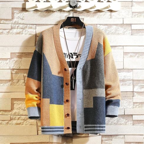 GURUNVANI Cardigan Sweater for Men Knitted Long Sleeve Sweaters with Buttons in Kuwait