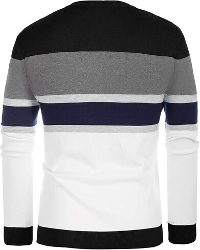 PJ PAUL JONES Men's Stripes Crewneck Pullover Sweaters Long Sleeve Knitwear in Kuwait