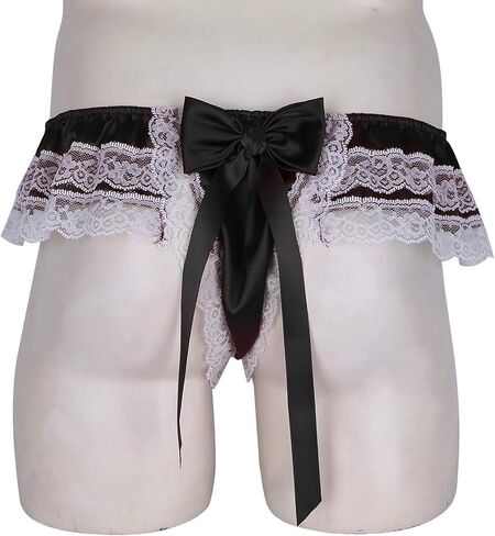 Low Underwear Open Mens G-String Sexy Briefs Thong Lace Panties Sissy Butt Intimates Panties and Stockings (Purple, M) in Saudi Arabia
