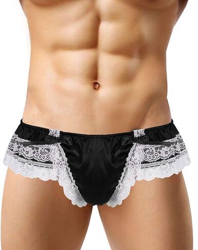 Low Underwear Open Mens G-String Sexy Briefs Thong Lace Panties Sissy Butt Intimates Panties and Stockings (Purple, M) in Saudi Arabia