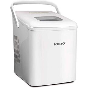 Igloo ICEB26HNWHN Automatic Self-Cleaning Portable Electric Countertop Ice Maker Machine With Handle, 26 Pounds in 24 Hours, 9 Ice Cubes Ready in 7 minutes, With Ice Scoop and Basket, White in Kuwait