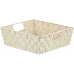 Home Basics Small Woven Bin (Brown) Medium Woven Baskets for Storage | Great for Organizing Makeup, Crafts, and More | Tall Woven Baskets with Handles