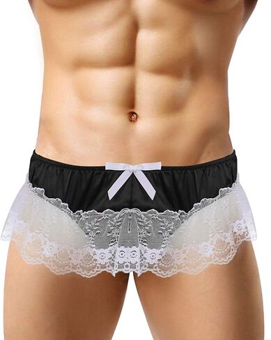 Mens G-String Thong Lace Butt Sissy Briefs Low Sexy Open Underwear Panties Purple and Gold Lingerie (Wine, L) in Saudi Arabia