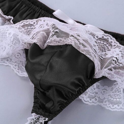 Mens G-String Thong Lace Butt Sissy Briefs Low Sexy Open Underwear Panties Purple and Gold Lingerie (Wine, L) in Saudi Arabia