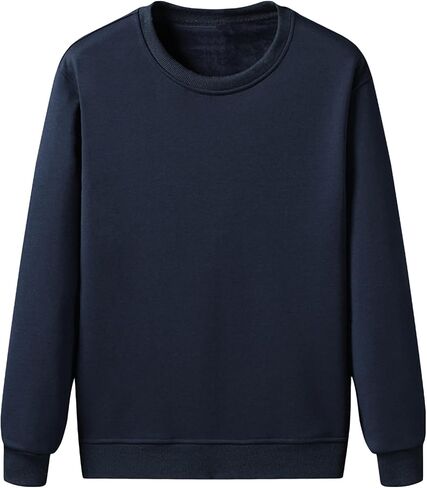 Men's Pullover Sweatshirt Long Sleeve Round Neck Casual Fleece Tops Solid Color Casual Cotton Jumper Sweater in Kuwait