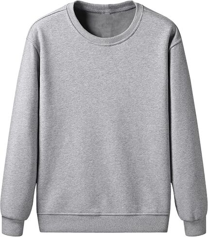Men's Pullover Sweatshirt Long Sleeve Round Neck Casual Fleece Tops Solid Color Casual Cotton Jumper Sweater in Kuwait