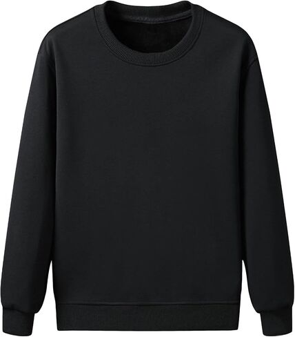 Men's Pullover Sweatshirt Long Sleeve Round Neck Casual Fleece Tops Solid Color Casual Cotton Jumper Sweater in Kuwait
