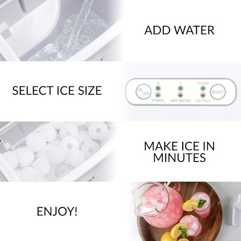 Igloo ICEB26HNWHN Automatic Self-Cleaning Portable Electric Countertop Ice Maker Machine With Handle, 26 Pounds in 24 Hours, 9 Ice Cubes Ready in 7 minutes, With Ice Scoop and Basket, White in Saudi Arabia