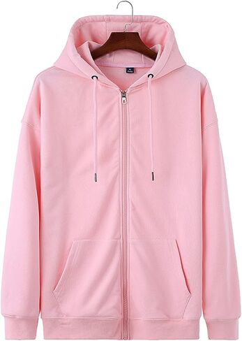 SNOLY Men Cotton Sweatshirts Zip Up Active Hoodies Coats Candy Color Unisex Couple in Kuwait