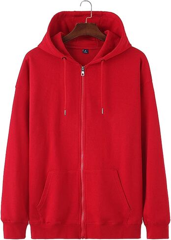 SNOLY Men Cotton Sweatshirts Zip Up Active Hoodies Coats Candy Color Unisex Couple in Kuwait