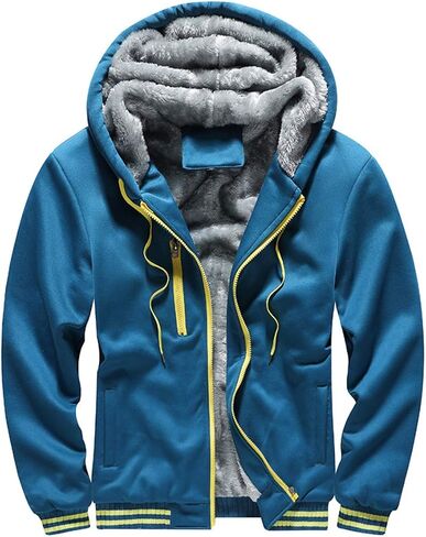 Seidarise Men's Sherpa Lined Hooded Fleece Sweatshirt Hoodies Cardigan for Men in Kuwait